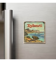 Cibuti Djibouti - Posta Pulu Temalı Ülke - Baskılı Buzdolap Magneti Kare - 9x9 cm