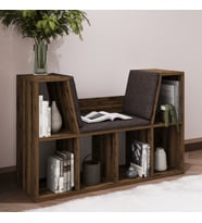 Livora Minderli Kitaplık - Oturma Alanlı 103 cm Minimalist Tasarım (Ceviz)