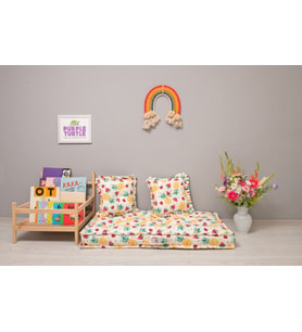 %100 Organik Yatak, Fransız Tarzı El Yapımı Bebek ve Çocuk Yatağı, Dekoratif Minder / Fruit Design 60x120x15 cm