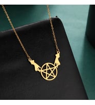 Altın Kaplama Sihirli Astrolabe Eller Pentagram Gümüş Kolye