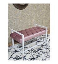 Beyaz Boyalı Metal 80 cm Puf Bench - Antre Puf - Hol Bench - Puf - Oturak - Bench Pembe Renk 90 x 45 Boyut/Ebat (Çok Renkli)
