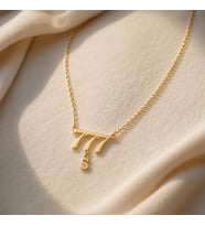 Kişiye Özel 925 Ayar Gümüş Zarif Melek Numarası Charm Harf Kolye (Gold)