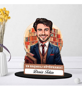 Kişiye Özel Erkek Kütüphaneciye Hediye Karikatürlü Biblo