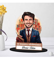 Kişiye Özel Erkek Kütüphaneciye Hediye Karikatürlü Biblo