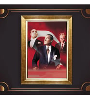 Özel Seri Paspartulu Çerçeveli Atatürk Tablo l627 (Gold)