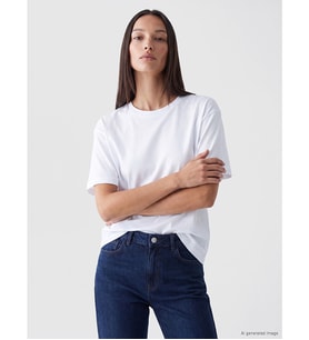 LC WAIKIKI Beyaz %100 Pamuklu Oversize Kadın Tişört