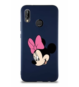 Huawei P20 Lite Soft Premier Kapak Minnie Mouse-B Tasarımlı Silikon Kılıf - Lacivert (Şeffaf)