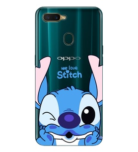 Oppo A5S/AX7/A12 Uyumlu We Love Stitch Desenli Şeffaf Telefon Kılıfı