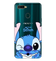 Oppo A5S/AX7/A12 Uyumlu We Love Stitch Desenli Şeffaf Telefon Kılıfı