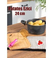 Patates Ezici Paslanmaz Metal Patates Ezici Püre Yapıcı Renkli Patates Ezeceği 24cm - Fuşya
