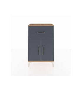 Arges Komodin Tek Raflı Tek Çekmeceli 2 Kapaklı 60x30x96 Çam-Antrasit