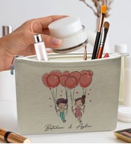 BK Gift Kişiye Özel Keten Makyaj Çantası, Sevgiliye Hediye, Arkadaşa Hediye, Sevgililer Günü Hediyesi, Doğum Günü Hediyesi-3
