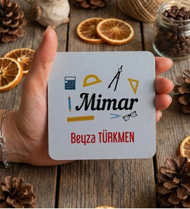 Kişiye Özel Mimar Bardak Altlığı  Hediyesi (Beyaz)