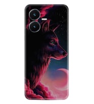 Vivo Y22S Kılıf Resimli Desenli Baskılı Silikon Wolf and Moon 1380