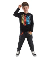 Kaplan Erkek Çocuk T-shirt Pantolon Takım (Siyah)