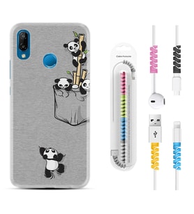 Huawei P20 Lite Mate 10 20 Lite Pro P40 Lite KılıfKablo Koruma Spiral Silikon Pandalar 1798