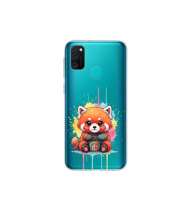 Samsung Galaxy M21 ile Uyumlu Splash Tilki Tasarımlı Şeffaf Silikon Kılıf