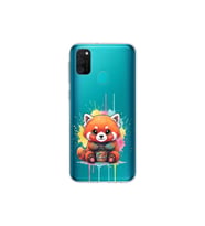 Samsung Galaxy M21 ile Uyumlu Splash Tilki Tasarımlı Şeffaf Silikon Kılıf