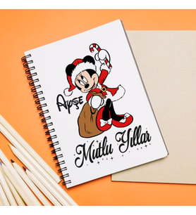 Minnie Mouse & Yılbaşı & Mutlu Yıllar Tasarımlı Defter Kişiye Özel