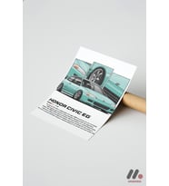 Honda Civic EG JDM Araba Posteri, Çerçevesiz Yüksek Kalite Duvar Afişi - Oto Severlere