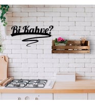 BK Home Dekoratif Doğal Ahşap Raf ve Bi Kahve Duvar Süsü-2 (Beyaz)