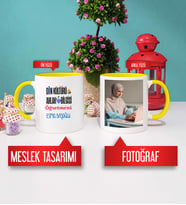 Din Kültürü Öğretmenine Hediye Din Kültürü Öğretmeni Kupa Bardak Sarı Fotoğraflı