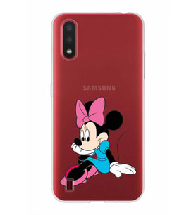 Samsung Galaxy A01  Kapak Minnie Mouse Tasarımlı Şeffaf Silikon Kılıf