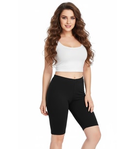 Kadın Likralı Pamuk Diz Üstü Tayt TUT-0156 (Siyah)