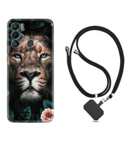 Tecno Pova Neo Kılıf Resimli Boyun Askılı İpli Desenli Silikon Leon Flowers 1307