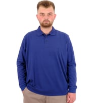 Mode XL Büyük Beden Erkek Polo Yaka Sweatshirt Nakışlı U24340 İndigo