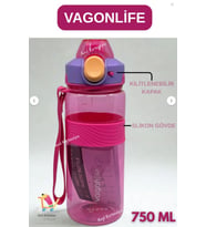 Vagonlife TRİTAN 750 ML MATARA BİLEK ASKILI-KAYDIRMAZ SLİKON GÖVDE (Pembe)