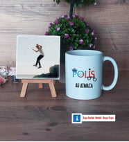 Polis Fotoğraflı Dekoratif Taş, Kupa Bardak Beyaz Hediye (Model 1)