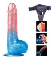 Lovetoy Çift Renkli Ultra Yumuşak 19 Cm Kemerli Jel Dildo