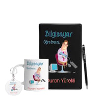 Bilgisayar Öğretmenlerine Özel Defter Kalem Kupa & Süblimasyon Anahtarlık Hediye Seti