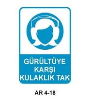 GÜRÜLTÜYE KARŞI KULAKLIK TAK KADIN FİGÜRLÜ İŞ GÜVENLİĞİ UYARI LEVHASI 1 ADET PVC 21 X 29CM
