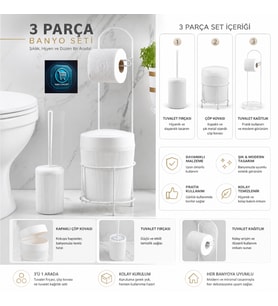 Premium Lüks 3’lü Banyo Aksesuar Seti Modern Tasarım