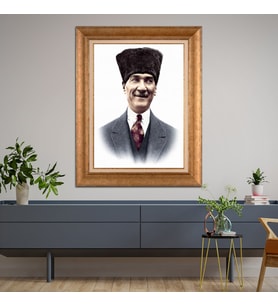 Altın Varaklı Paspartulu Çerçeveli Tablo hb1174