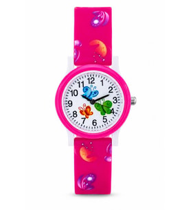 Kelebek Desenli Pembe Kız Çocuk Kol Saati Analog Saat ST-304418