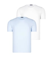İKİLİ SET T8569 DEWBERRY BİSİKLET YAKA ERKEK T-SHIRT-MAVİ-BEYAZ (Karışık)
