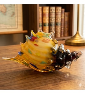 El Yapımı Murano Tarzı Renkli Cam Deniz Kabuğu (13x23 cm) (ÇokluRenk)