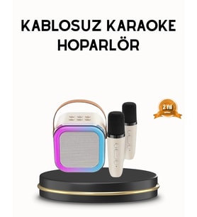 Mey İthalat® Bluetooth Karaoke Hoparlör Renkli Led Işıklı Type-C Şarjlı