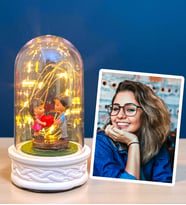 Size Özel Fotoğraflı Hediye Seti Led Işıklı Fanus ve Fotoğraf - Kişiye Özel Hediye Seti (Model 4)