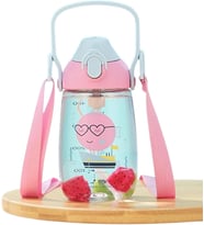 Lexroo Uzspace 500ml Askılı Kulplu Pipetli Tritan Çocuk Su Matarası (Pembe-Mavi)