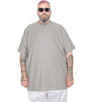 Mode XL Büyük Beden Erkek Hakim Yaka Tişört Waffle U20036 Haki