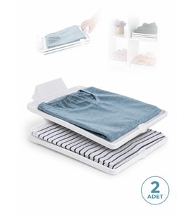 2li T-Shirt Düzenleyici Set Tişört Düzenleyici Organizer Dolap Çekmece Raf İçi Dışı Kıyafet Giysi Düzenleme Çok Fonksiyonel Çok Amaçlı