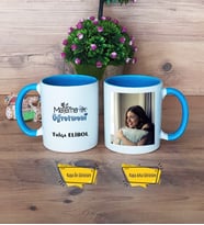 Matematik Öğretmeni Kupa Bardak Mavi Fotoğraflı Matematik Öğretmenine Hediye