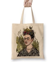 Frida Kahlo 03 Bez Çanta Uzun Saplı