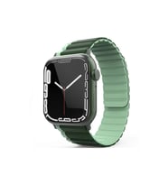 Apple Watch 42mm Mo-wb1 Çift Renk Mıknatıslı Silikon Kordon (saat Değildir) - Koyu Yeşil-açık Yeşil