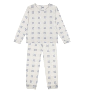 Organik Krem Uzun Kollu Kız Çocuk Pijama Takımı
