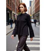 Kadın Regular Kalıp Sürdürülebilir Triko Kazak Reglan Kollu Peplum Detaylı Orta Kalınlıkta Günlük